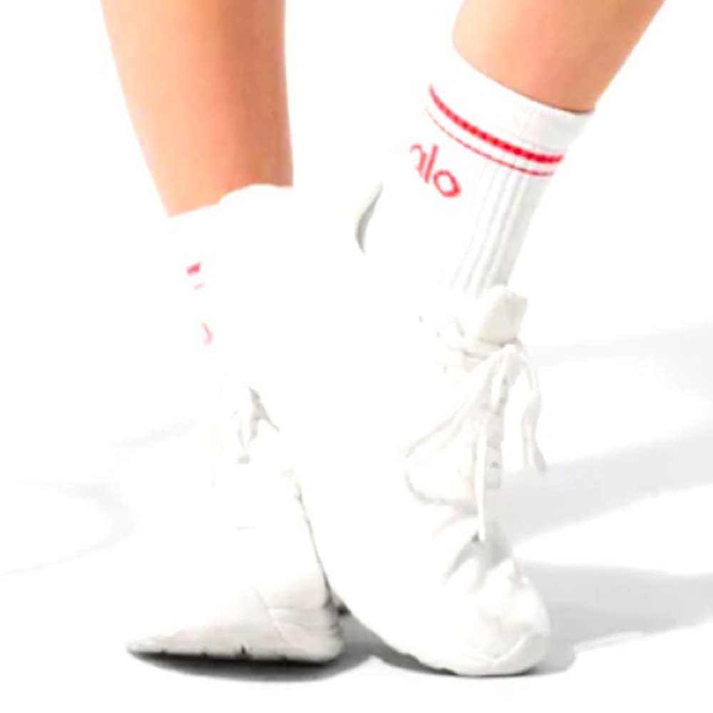 New, ALO yoga socks. Size S-M. : White/Candy Red